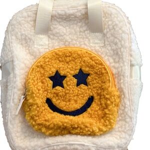 Kids Fuzzy Smiley Face Small Backpack
